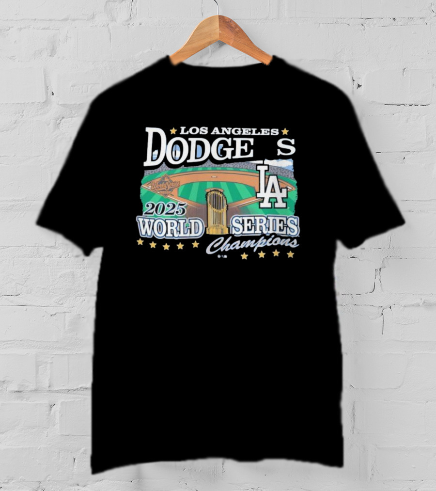 Los Angeles Dodgers 2025 World Series Champions LA Logo Stadium Imagery T-Shirt