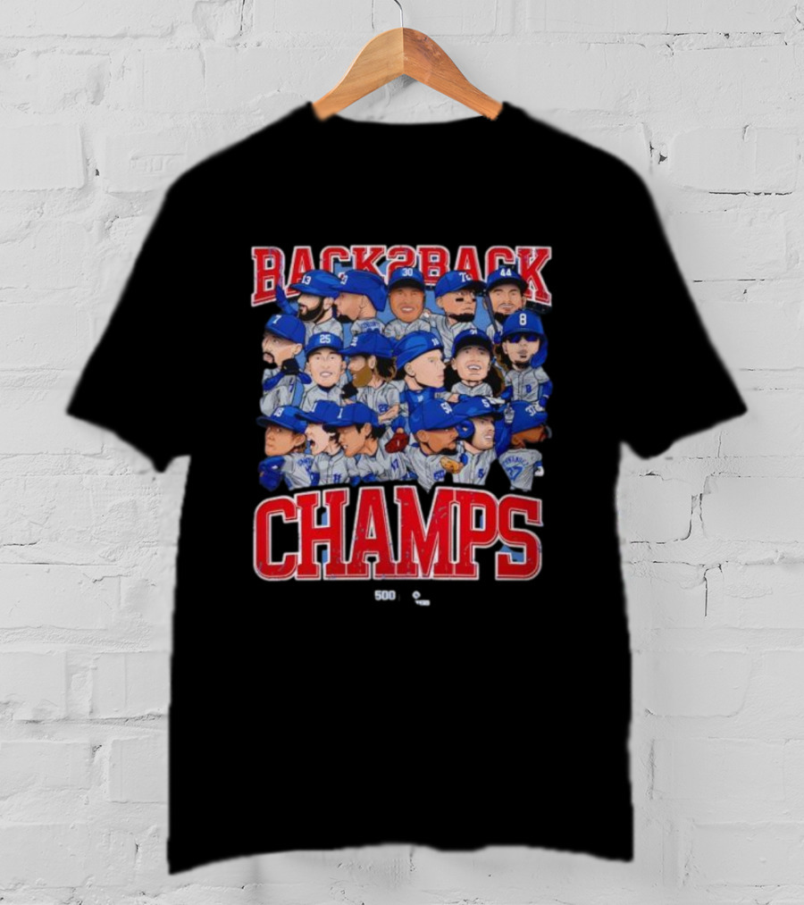 Back2Back Champs Los Angeles Dodgers Players 50th Anniversary T-Shirt