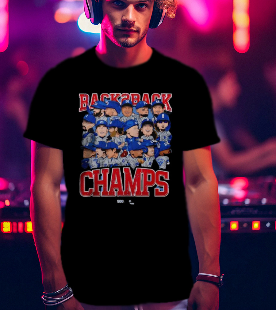 Back2Back Champs Los Angeles Dodgers Players 50th Anniversary T-Shirt