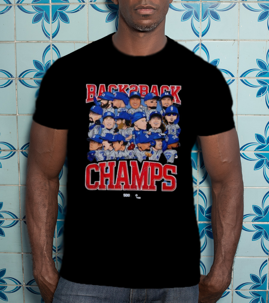 Back2Back Champs Los Angeles Dodgers Players 50th Anniversary T-Shirt
