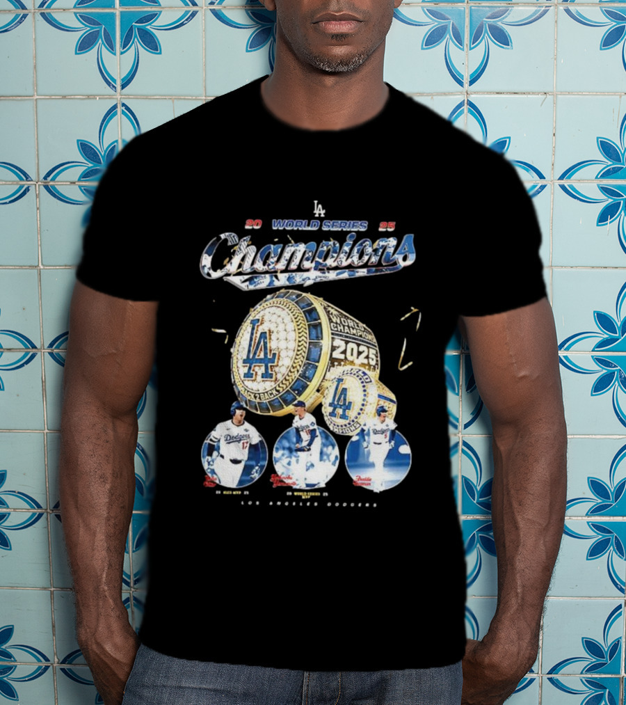 Los Angeles Dodgers 2025 World Series Champions Back 2 Back Ring Edition T-Shirt