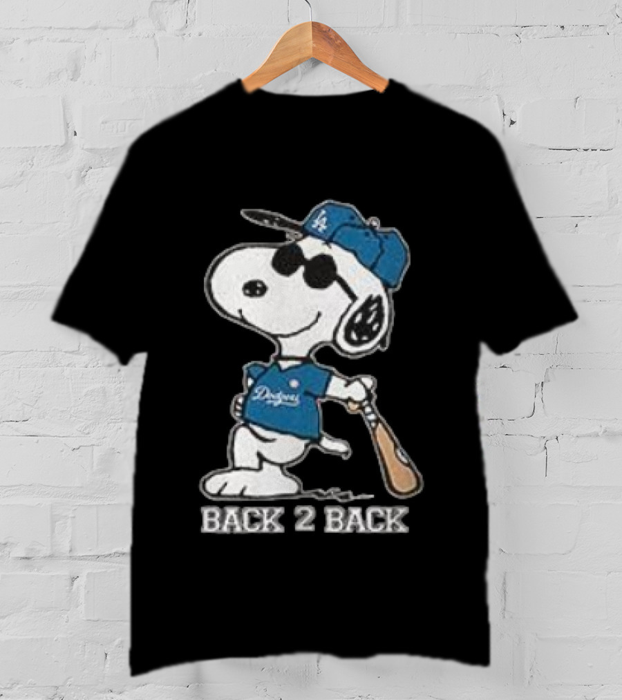 Snoopy Dodgers Back 2 Back Baseball Champion T-Shirt