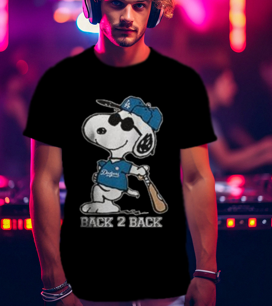 Snoopy Dodgers Back 2 Back Baseball Champion T-Shirt