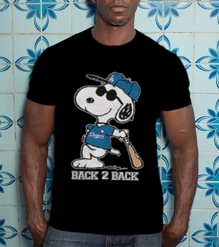 Snoopy Dodgers Back 2 Back Baseball Champion T-Shirt