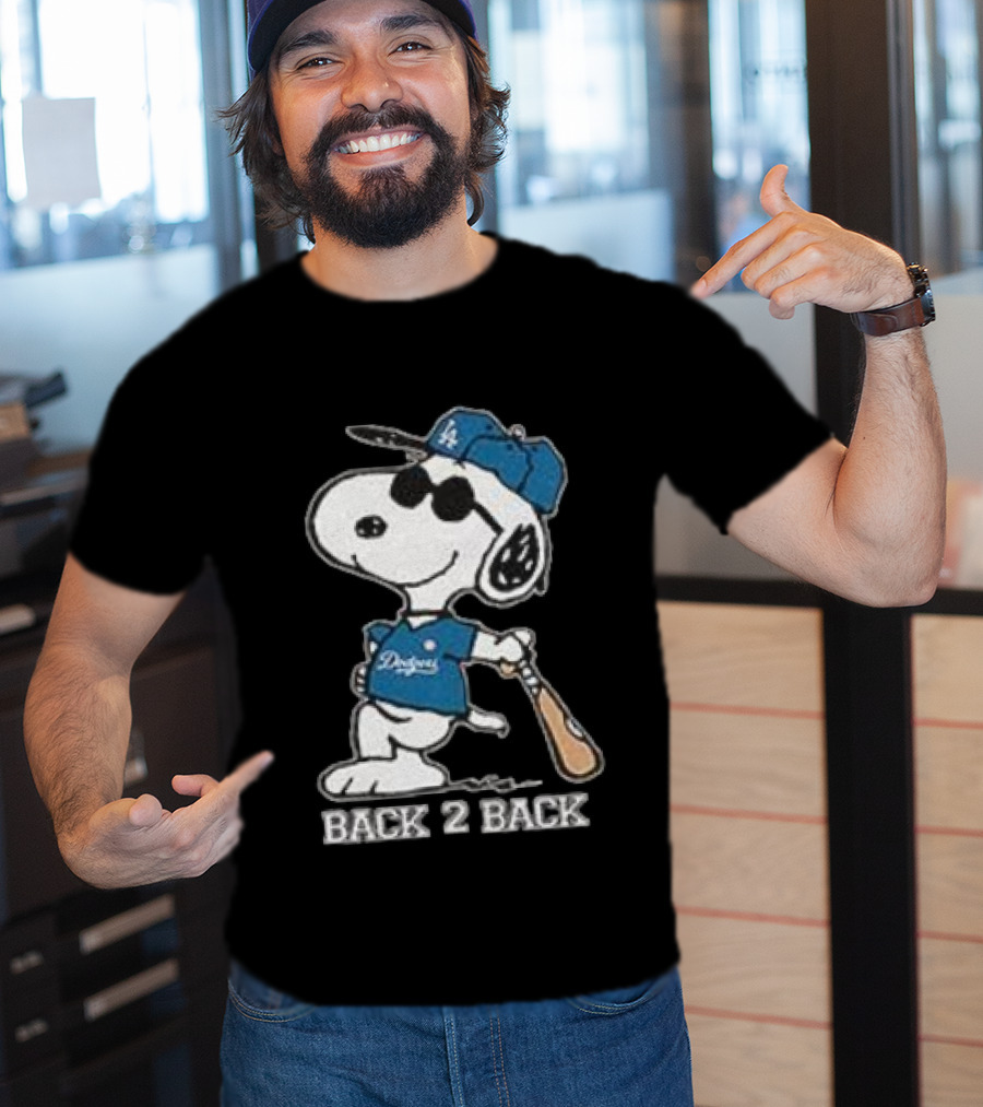Snoopy Dodgers Back 2 Back Baseball Champion T-Shirt