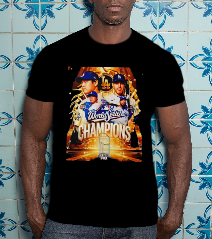 Los Angeles Dodgers 2025 World Series Champions MLB Logo Fox Sports Coverage T-Shirt