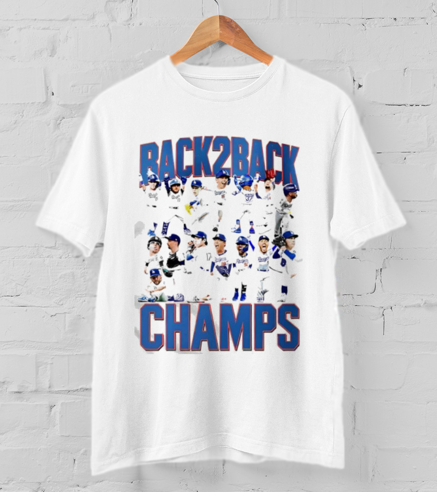 Back 2 Back LA Dodgers Champs Team Celebration T-Shirt