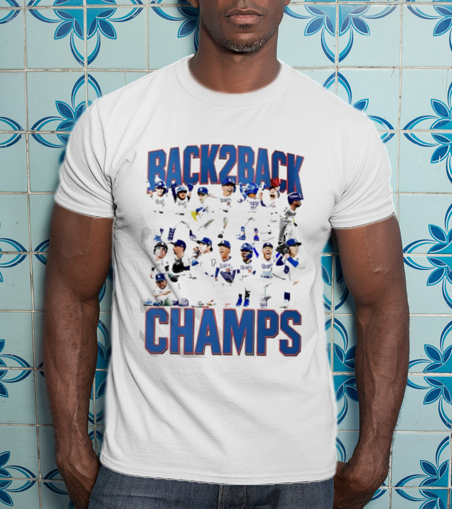 Back 2 Back LA Dodgers Champs Team Celebration T-Shirt