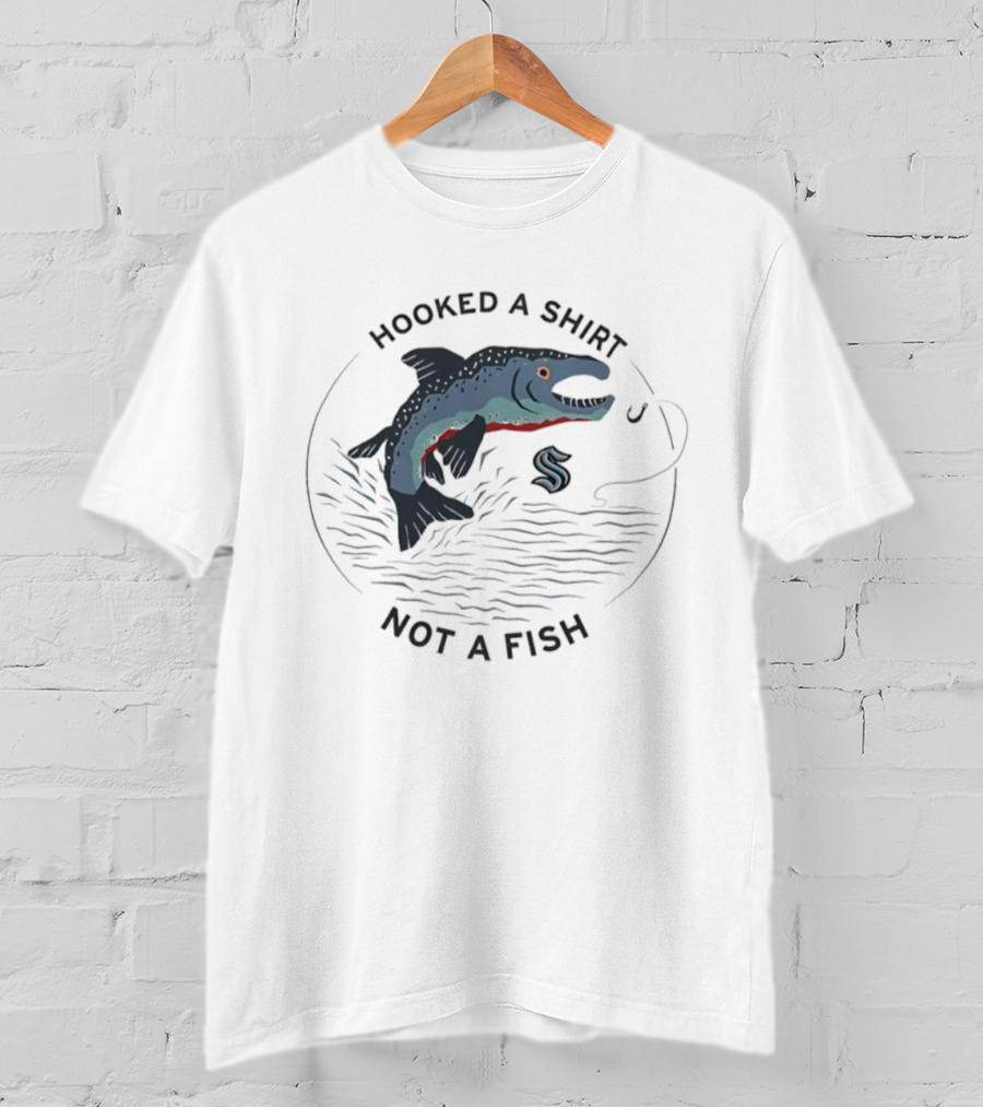 Hooked A Not A Fish Catchy Fishing Hook Design T-Shirt