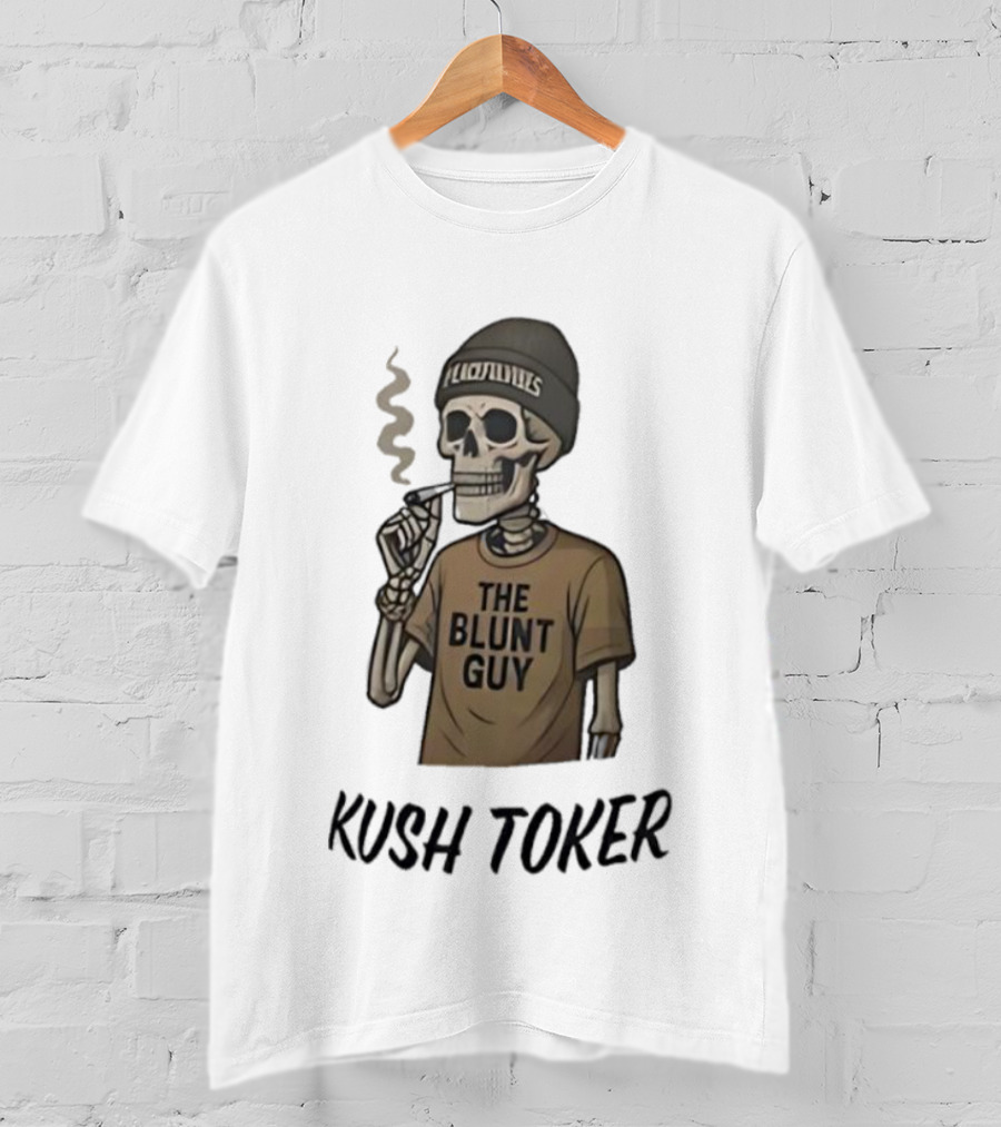 Kush Toker Skeleton Smoking The Blunt Guy T-Shirt