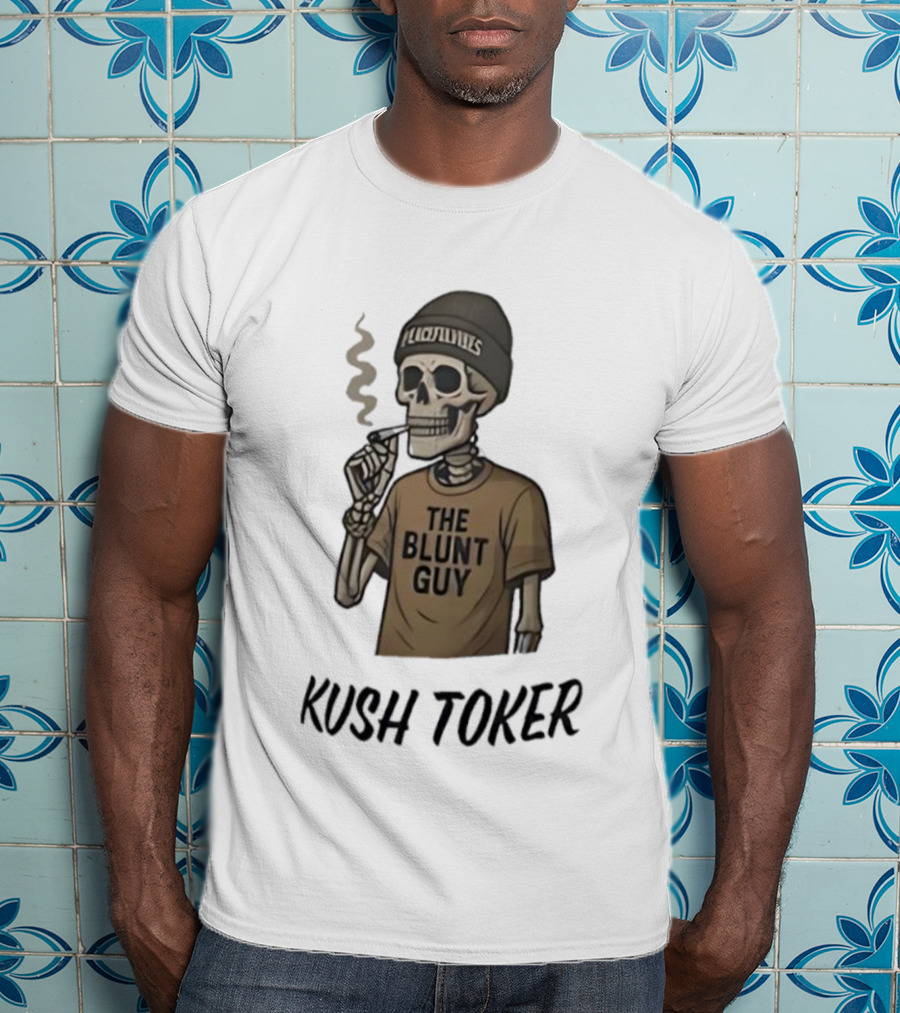 Kush Toker Skeleton Smoking The Blunt Guy T-Shirt