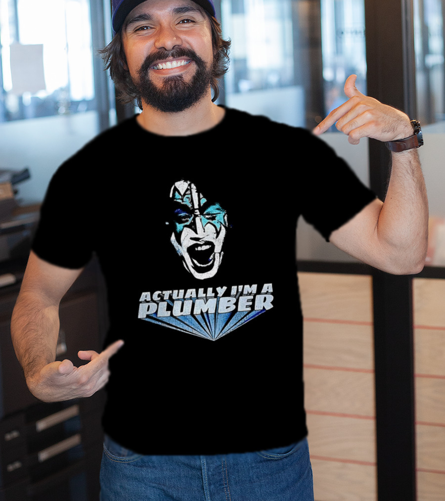 Actually I'm A Plumber Ace Frehley Big Face Funny T-Shirt