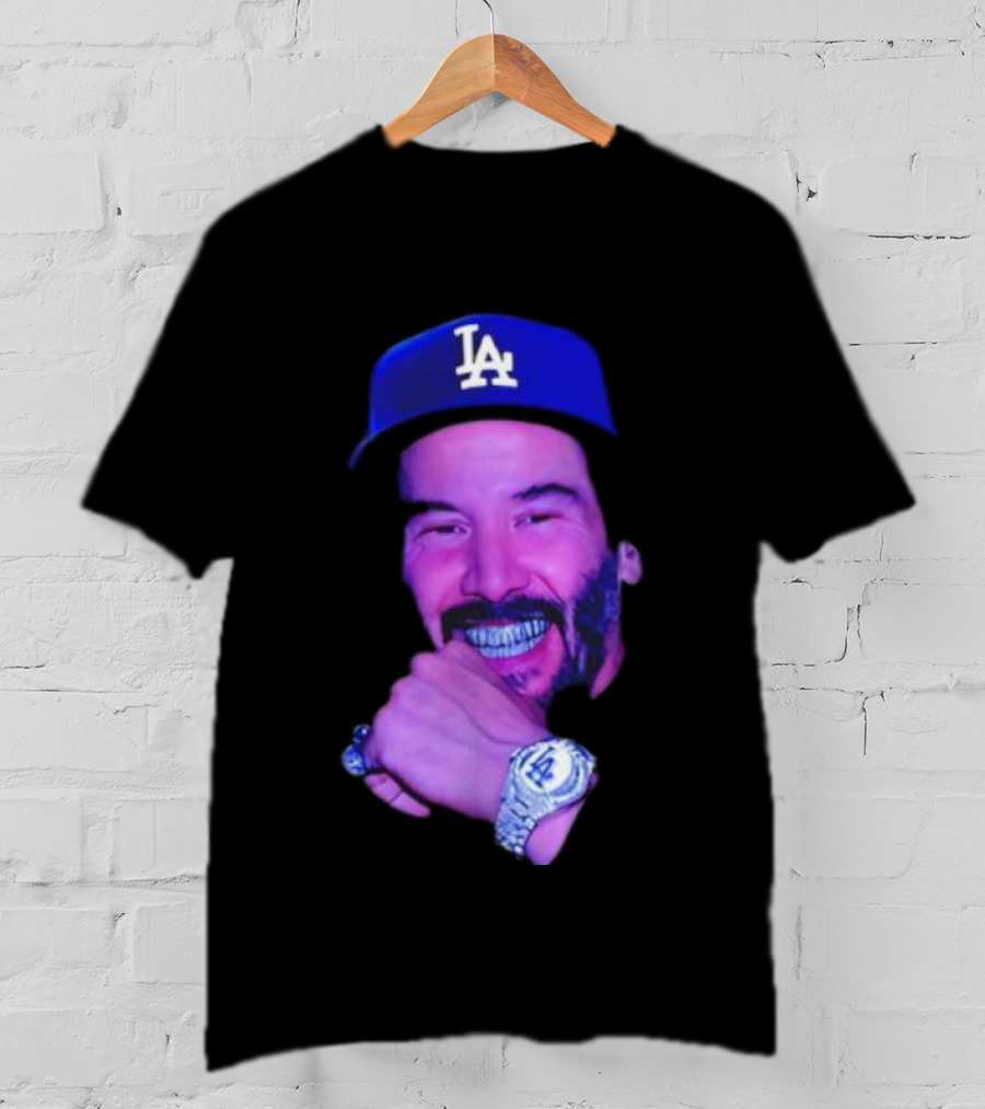LA Dodgers Keanu Reeves Diamond Grill Bling T-Shirt