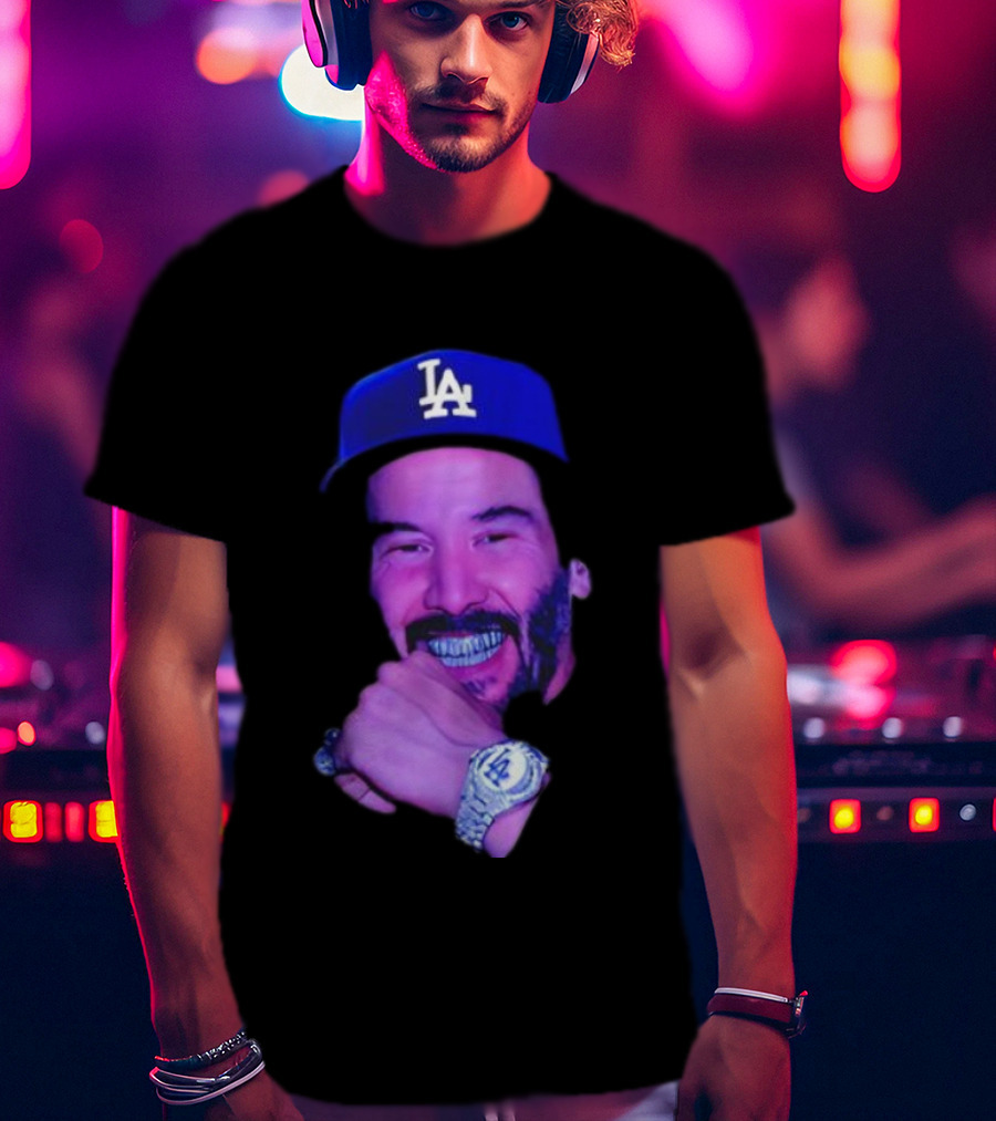 LA Dodgers Keanu Reeves Diamond Grill Bling T-Shirt