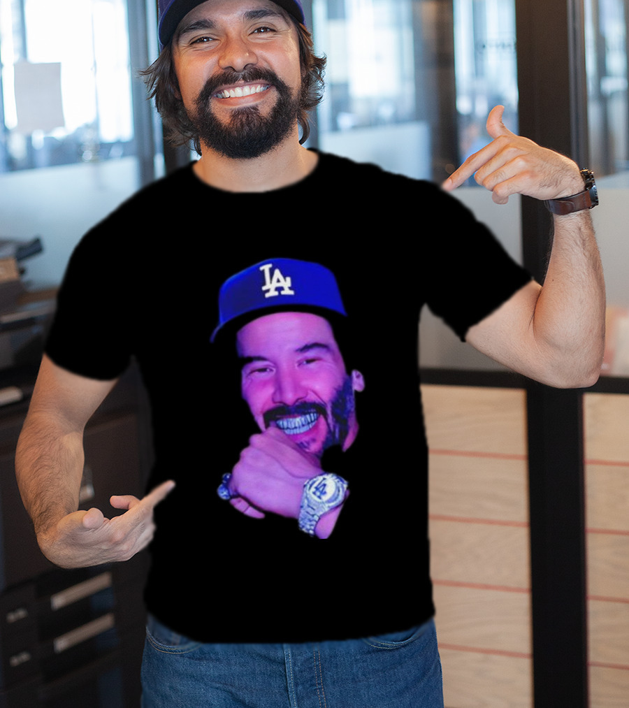 LA Dodgers Keanu Reeves Diamond Grill Bling T-Shirt