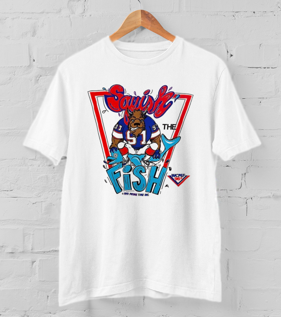 Buffalo Bills Squish The Fish 90s Vintage Cartoon 1991 1992 Football Retro T-Shirt