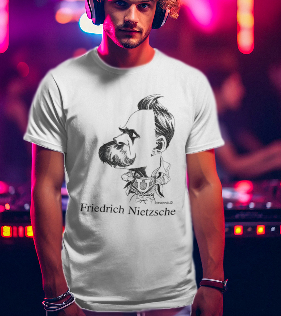 Friedrich Nietzsche Caricature Silhouette Image T-Shirt