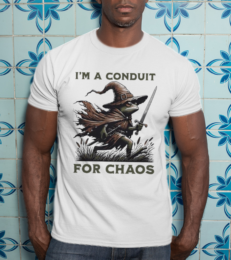 I'm A Conduit For Chaos Frog Wizard Sword T-Shirt