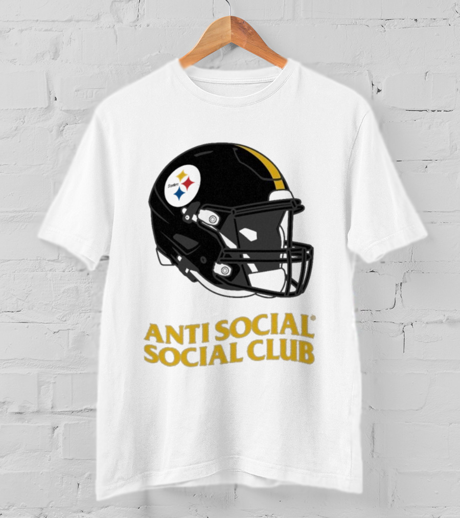 Anti Social Social Club Pittsburgh Steelers NFL Helmet Collaboration T-Shirt