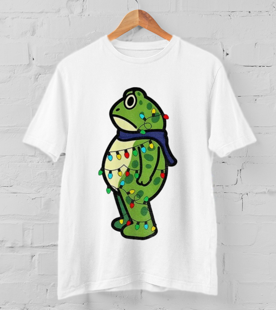 Political Portland Frog Merry Resistmas Christmas Lights Holiday T-Shirt