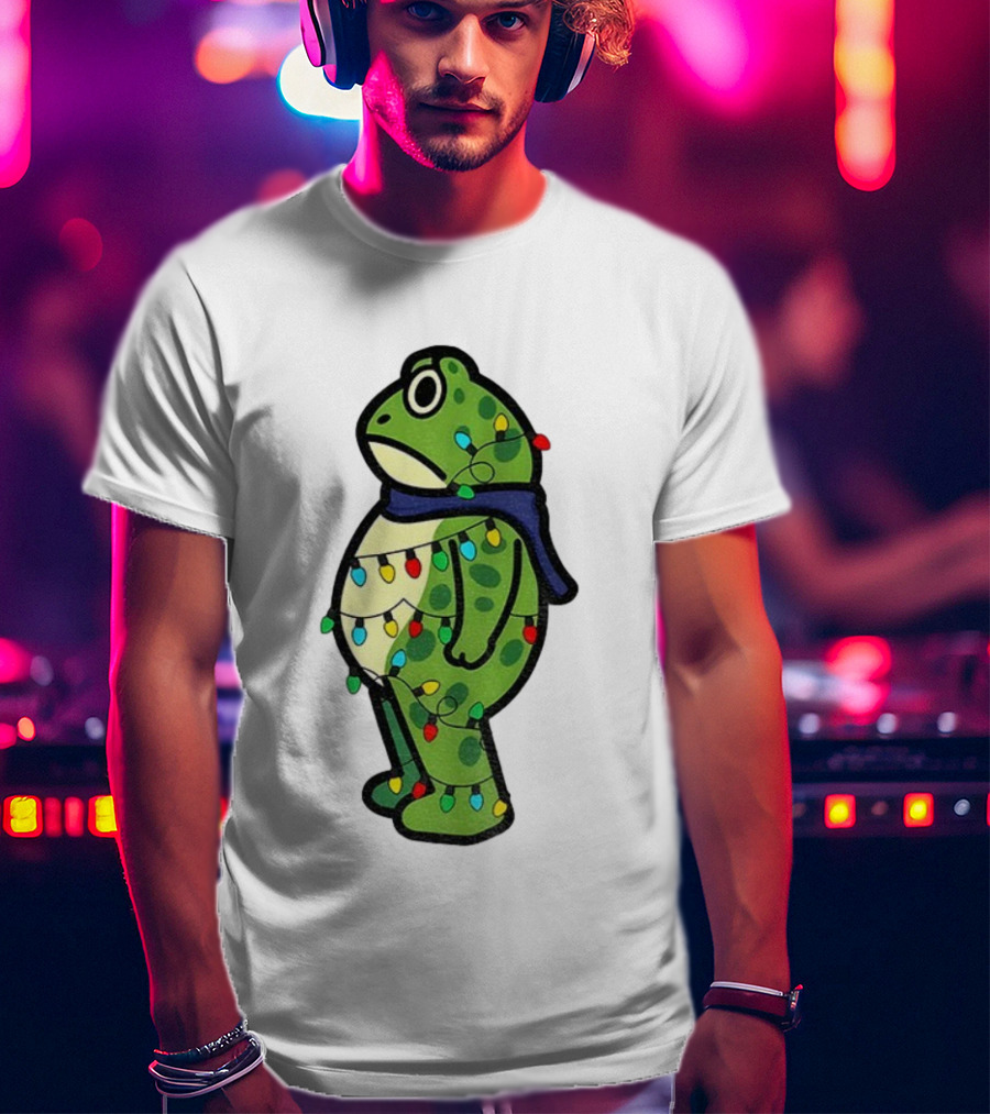 Political Portland Frog Merry Resistmas Christmas Lights Holiday T-Shirt