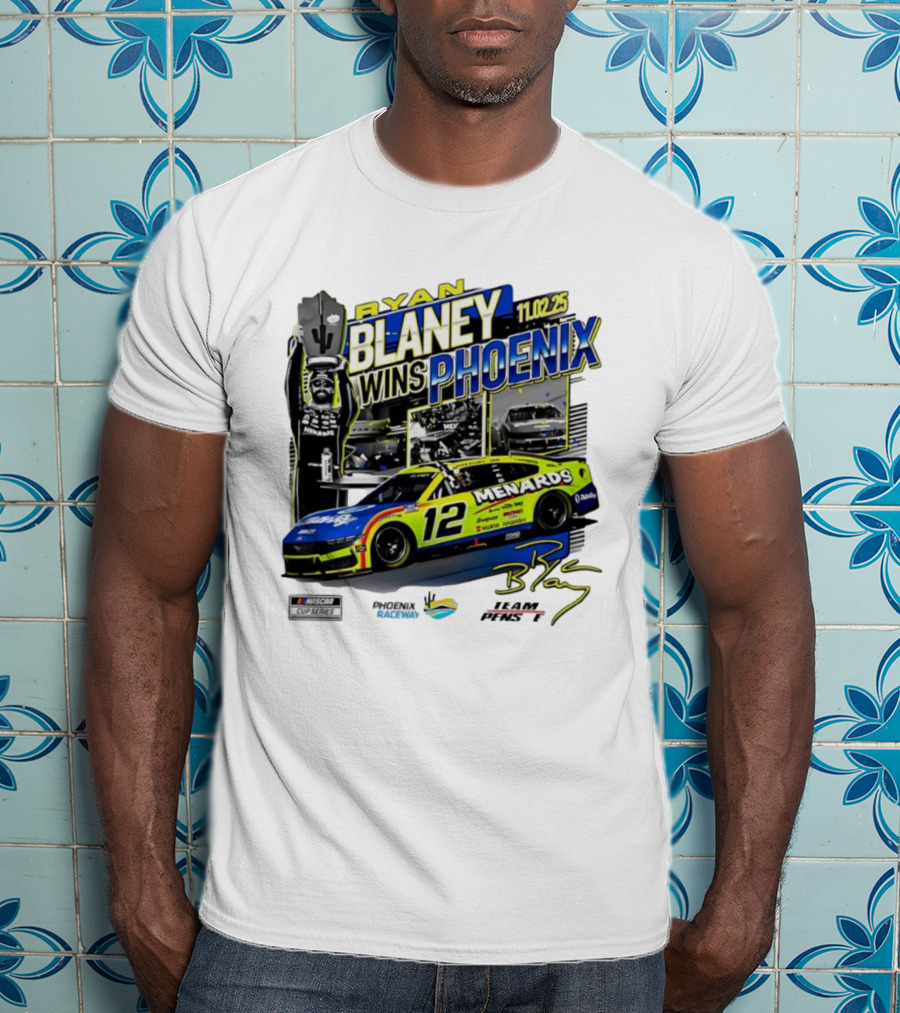 Ryan Blaney Wins Phoenix 11.02.25 NASCAR Cup Series Menards 12 Car Championship Race Phoenix Raceway T-Shirt
