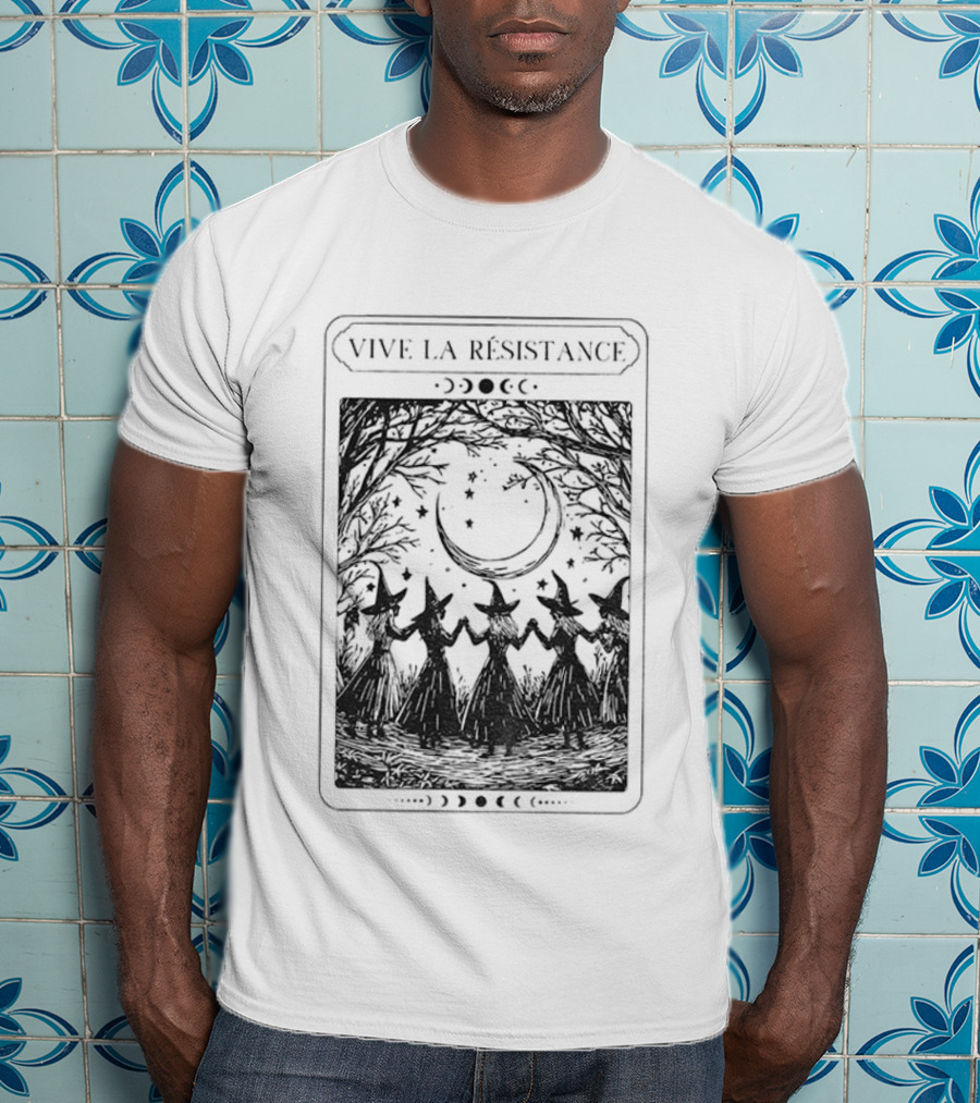Vive La Resistance Crescent Moon Witches Tarot Card Halloween Feminist Anti Patriarchy T-Shirt