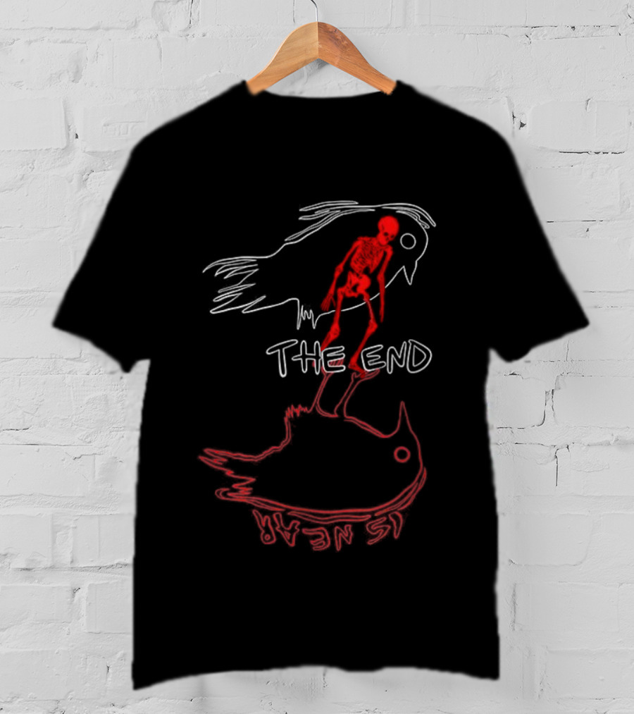 Skeleton The End Spooky Ghosts And Birds T-Shirt