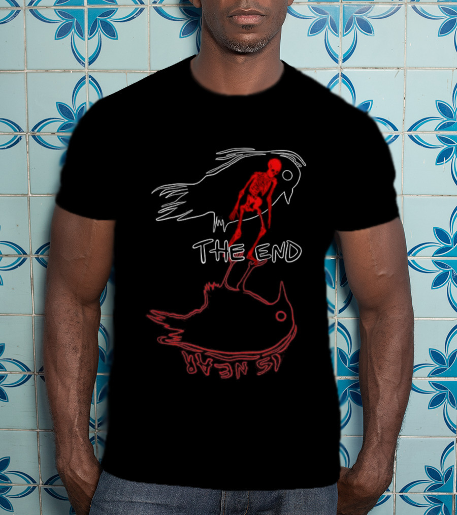 Skeleton The End Spooky Ghosts And Birds T-Shirt