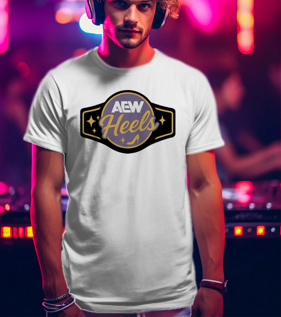 AEW Heels Belt High Heel Stars T-Shirt