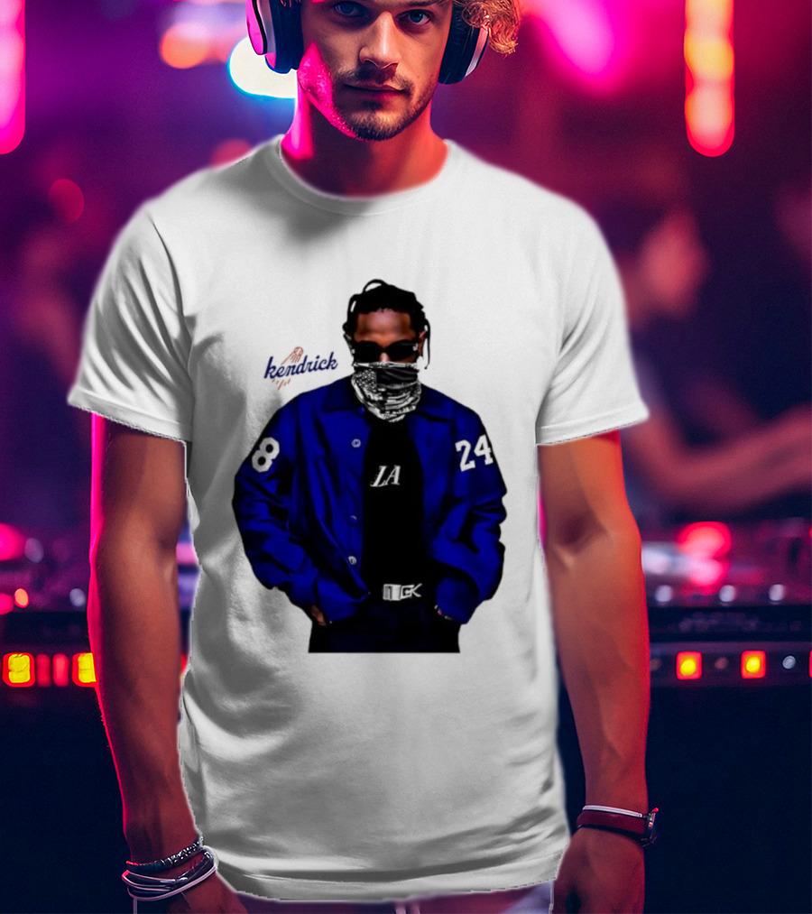 Dodgers LA Kendrick Lamar Blue Jacket Image T-Shirt