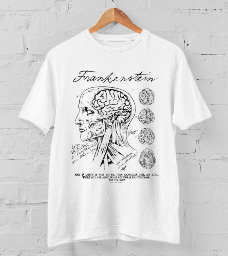 Frankenstein Anatomy Brain Diagram Text T-Shirt