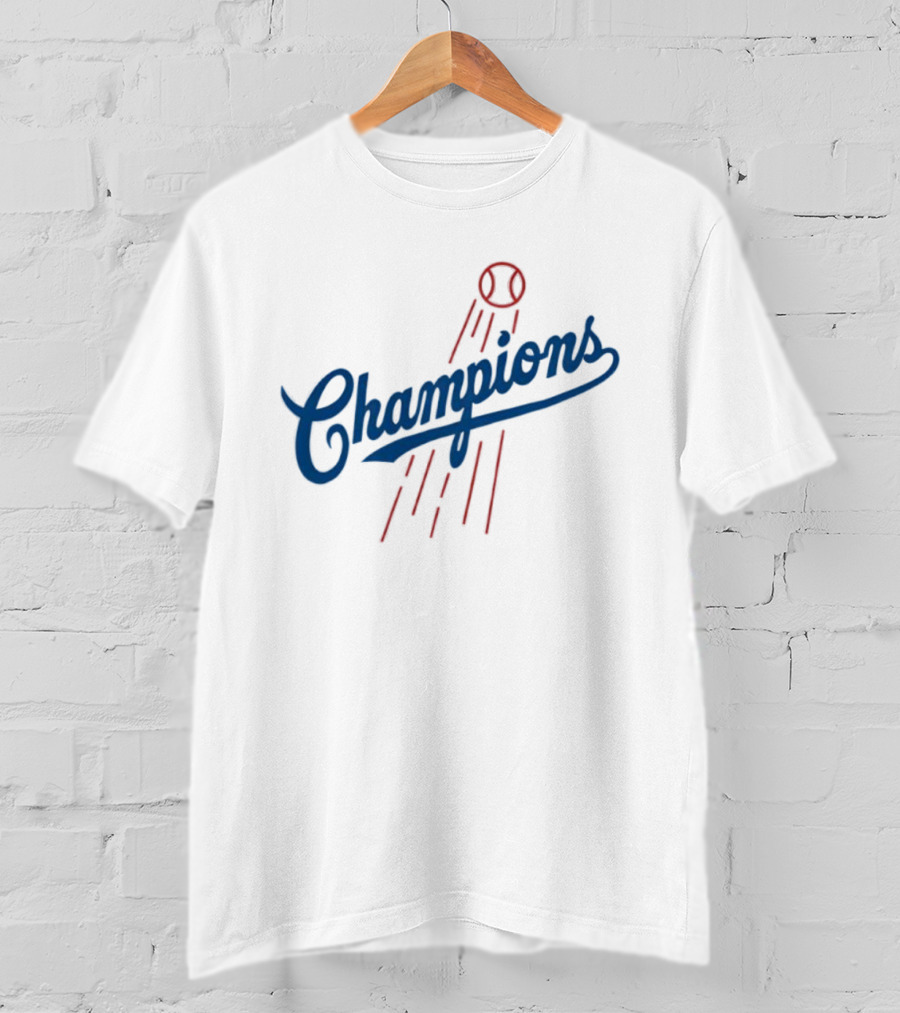 Champions Baseball Red Blue Artistic MLB Style T-Shirt