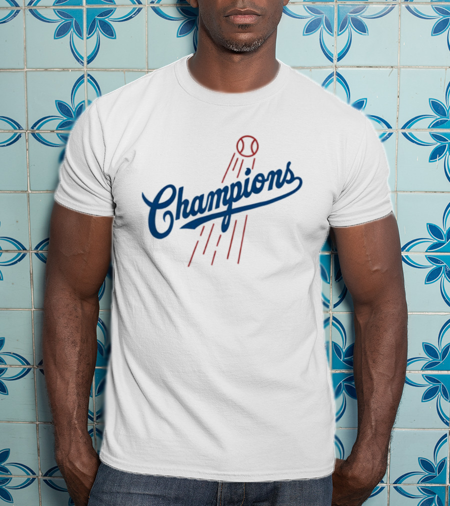 Champions Baseball Red Blue Artistic MLB Style T-Shirt