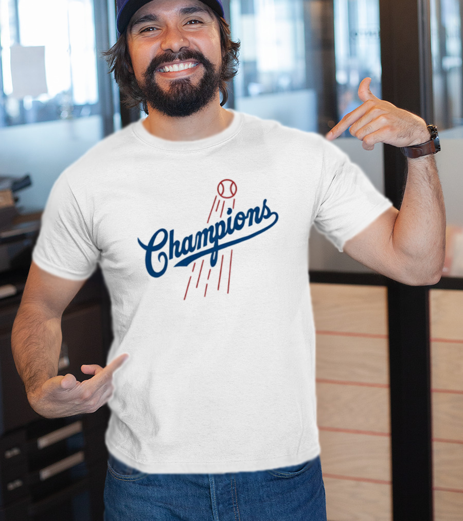 Champions Baseball Red Blue Artistic MLB Style T-Shirt