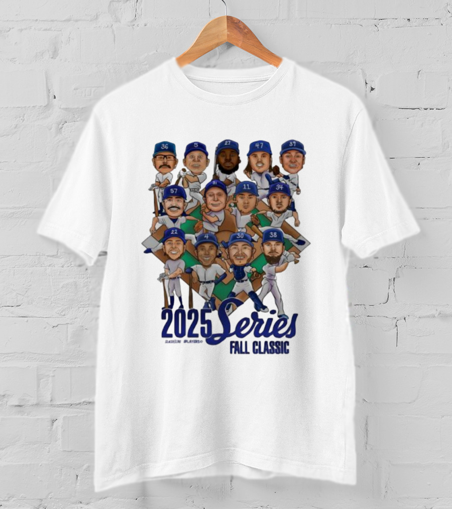Los Angeles Dodgers 2025 Series Fall Classic Baseball Team Caricature Players T-Shirt