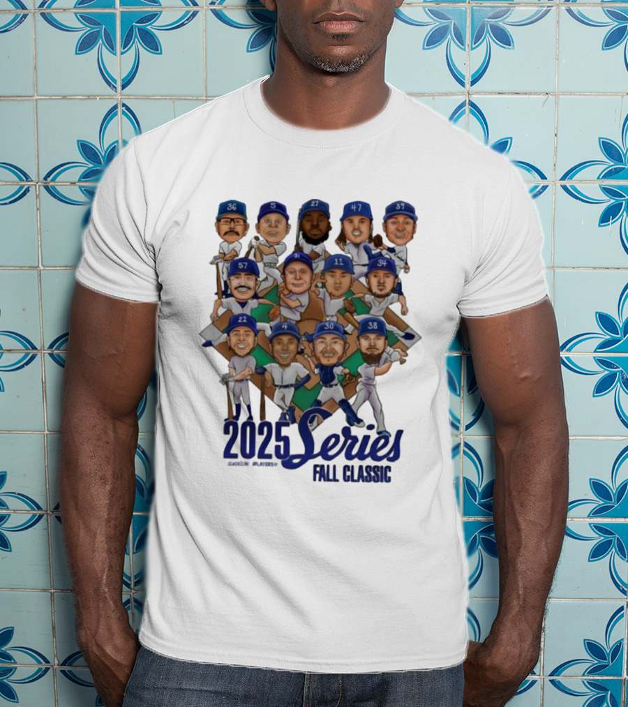 Los Angeles Dodgers 2025 Series Fall Classic Baseball Team Caricature Players T-Shirt