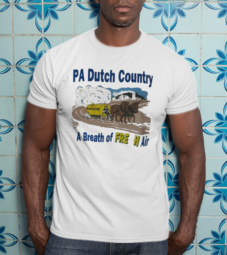 PA Dutch Country A Breath Of Fresh Air Horse-Drawn Fertilizer Vintage Scene T-Shirt