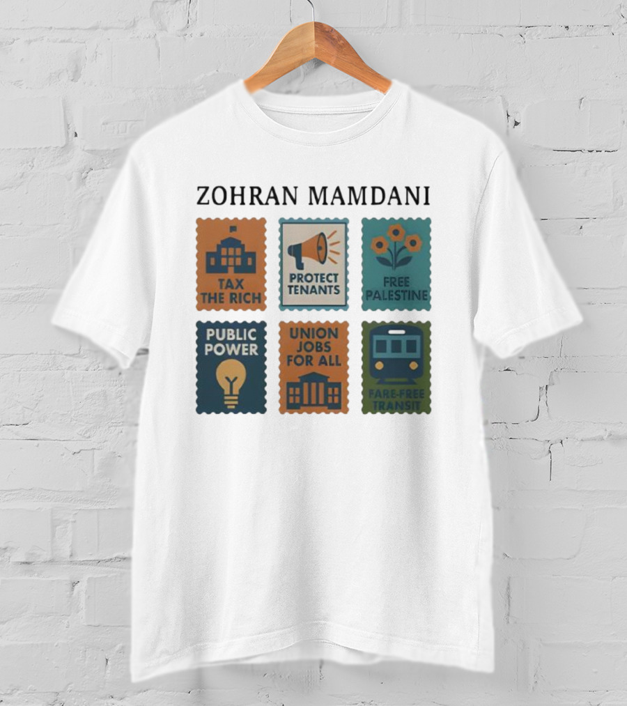 Zohran Mamdani Tax The Rich Protect Tenants Free Palestine Public Power Union Jobs For All Fare-Free Transit T-Shirt
