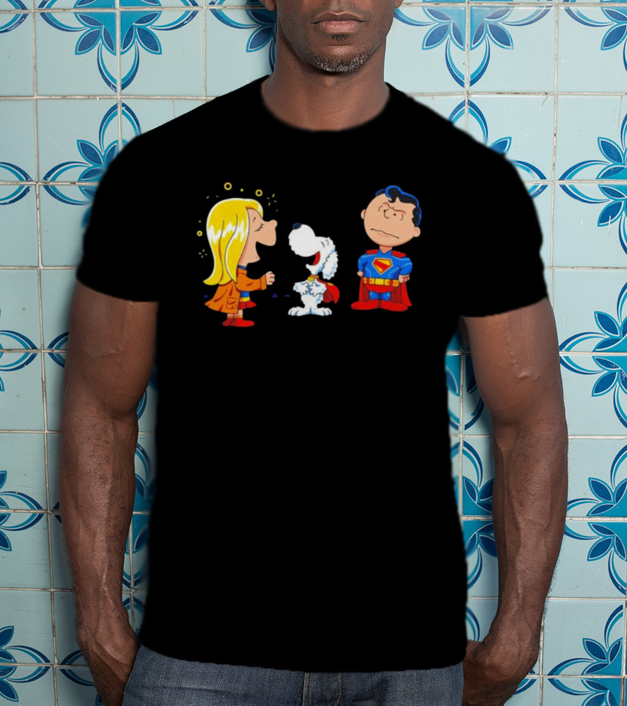 Supergirl Krypto And Superman Peanuts Style Kryptonuts Crossover T-Shirt