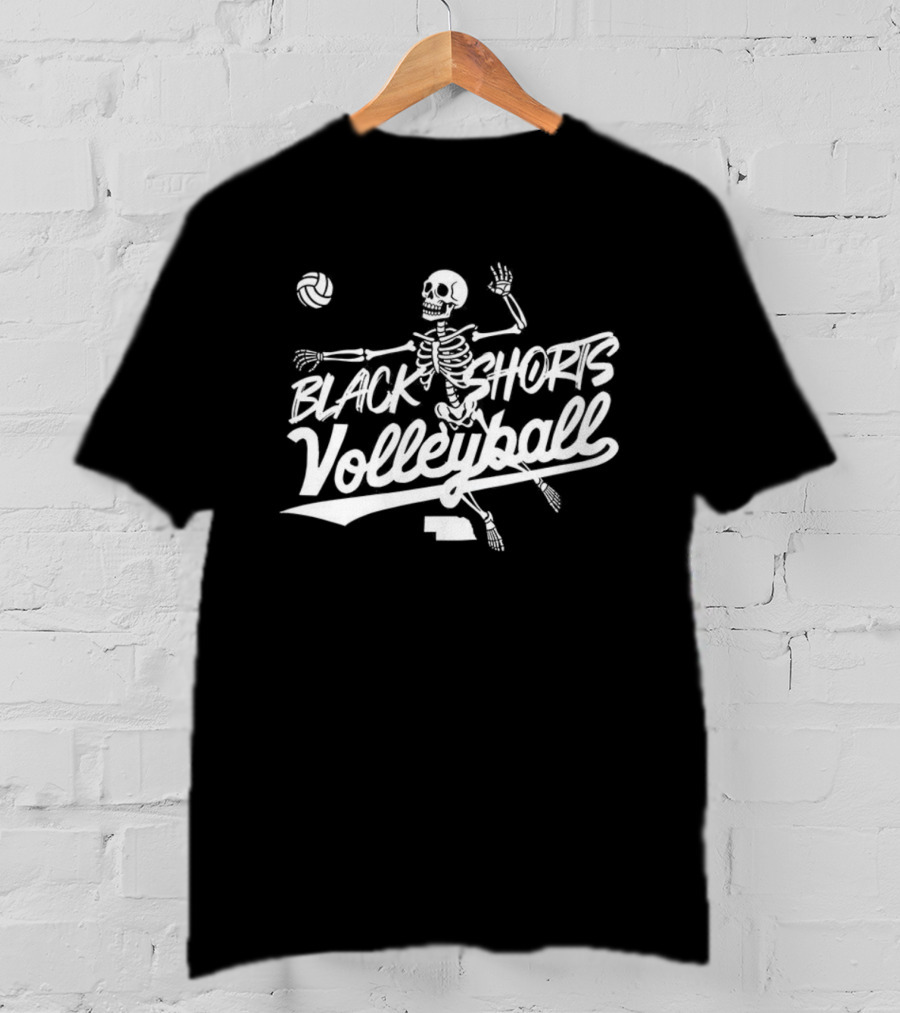Black Shorts Volleyball Skeleton Nebraska Cornhuskers T-Shirt