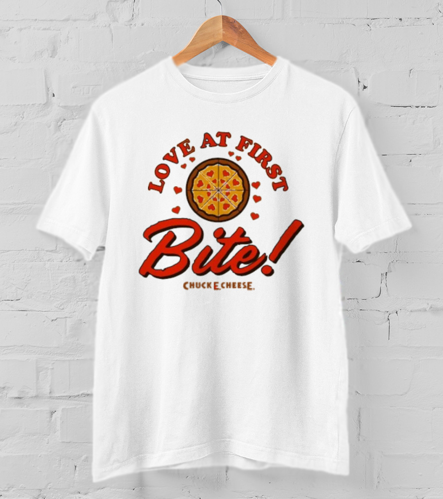 Love At First Bite Chuck E Cheese Pizza Hearts T-Shirt