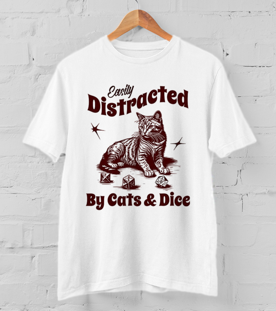 Easily Distracted By Cats And Dice T-Shirt