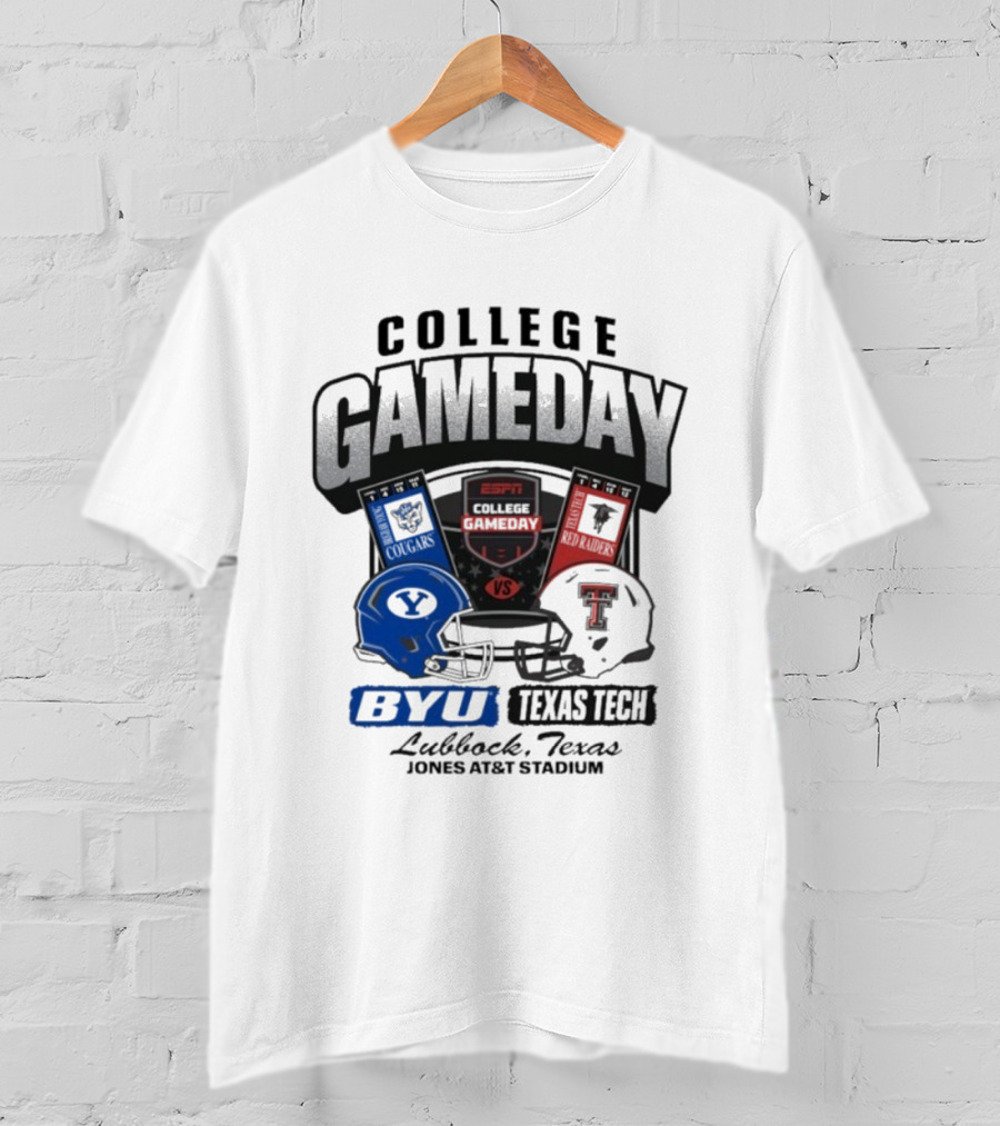 BYU Cougars Vs Texas Tech Red Raiders College Gameday ESPN Jones AT&T Stadium Lubbock Texas T-Shirt