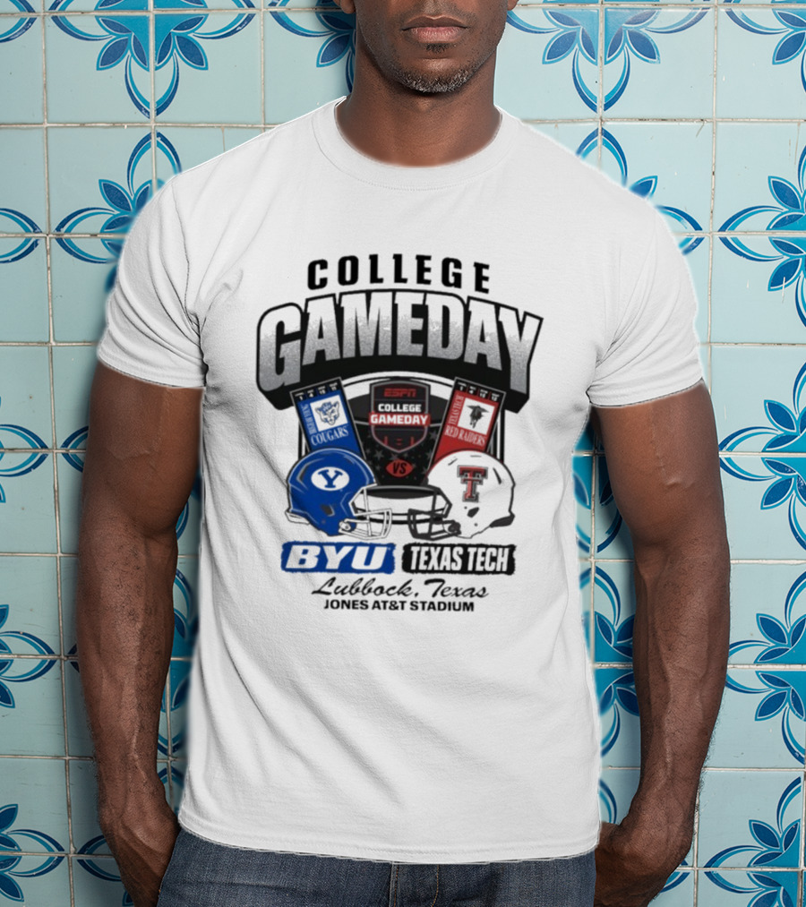 BYU Cougars Vs Texas Tech Red Raiders College Gameday ESPN Jones AT&T Stadium Lubbock Texas T-Shirt