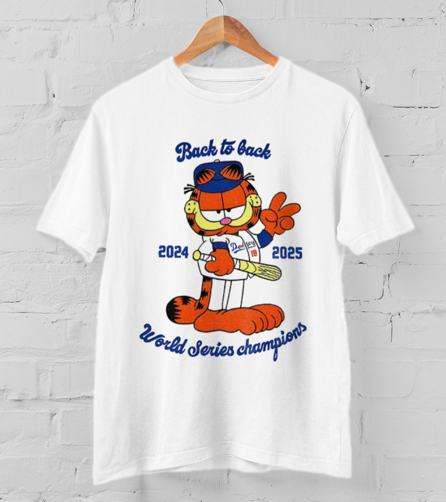 Back To Back Dodgers Orange Cat 2024 2025 World Series Champions T-Shirt
