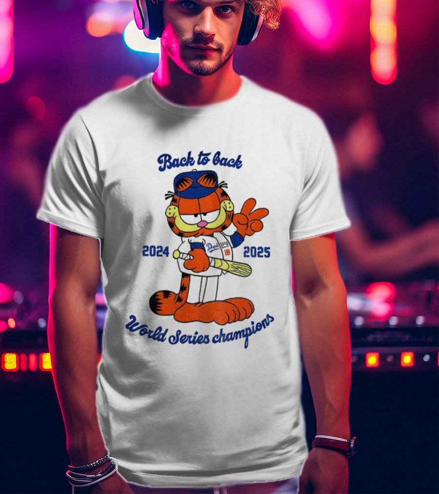 Back To Back Dodgers Orange Cat 2024 2025 World Series Champions T-Shirt