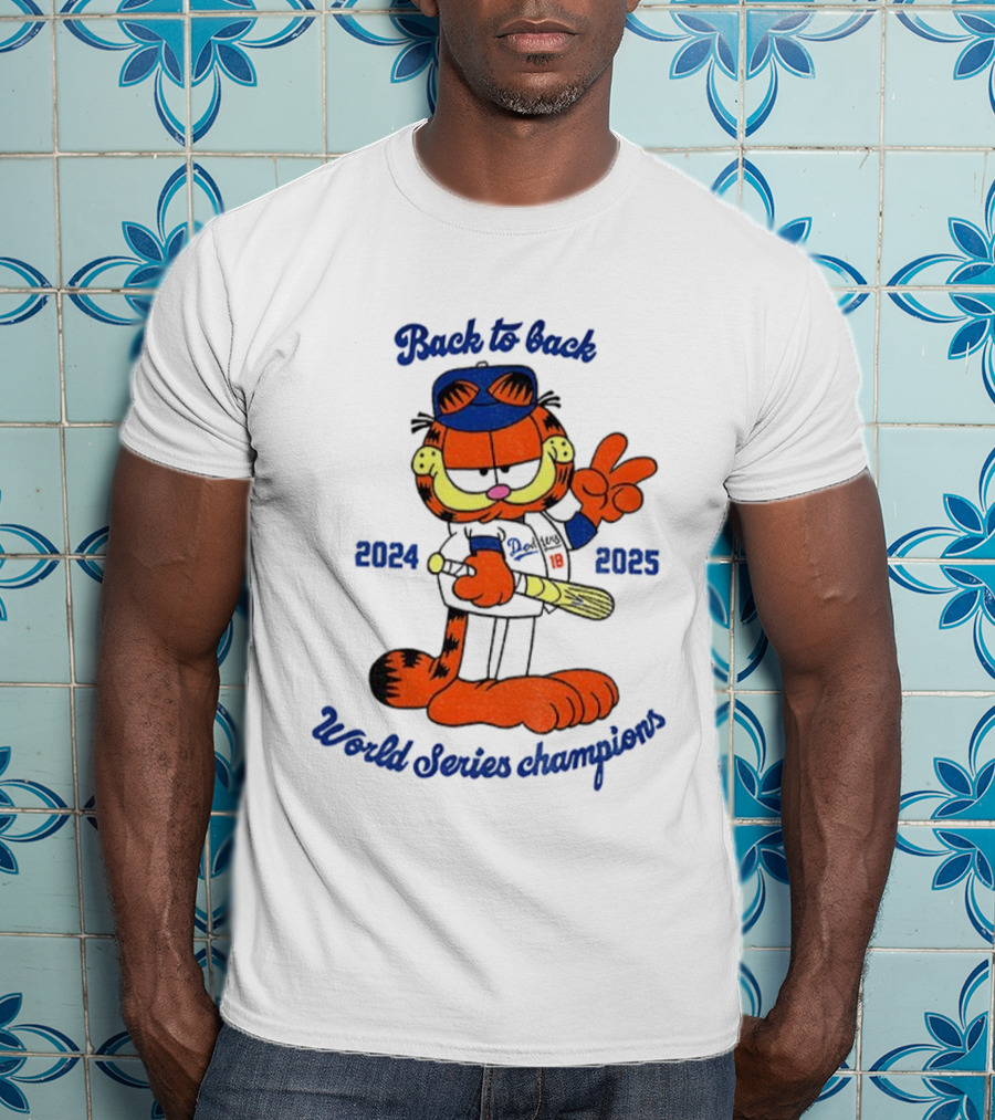 Back To Back Dodgers Orange Cat 2024 2025 World Series Champions T-Shirt