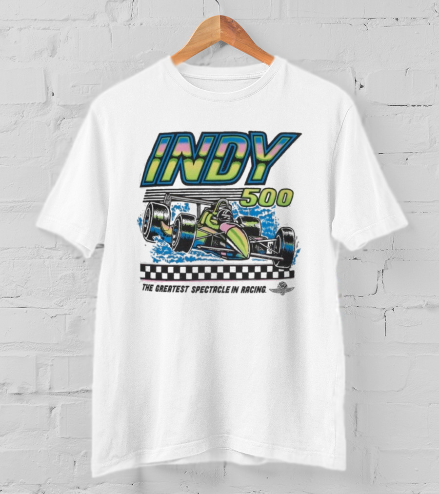 Indianapolis Motor Speedway Indy 500 Greatest Spectacle In Racing Neon Car T-Shirt
