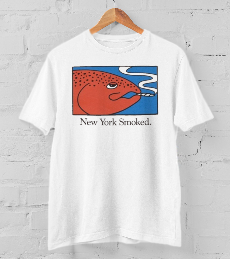 New York Smoked Fish OnlyNY Salmon Illustration Blue Background T-Shirt